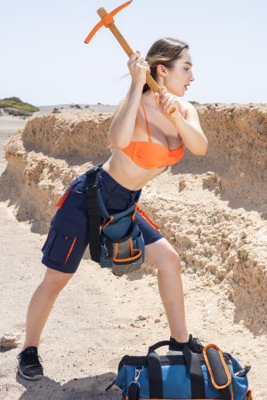 Bozhena teases in shorts as she spread outdoors for an upskirt glimpse — Bozhena #3